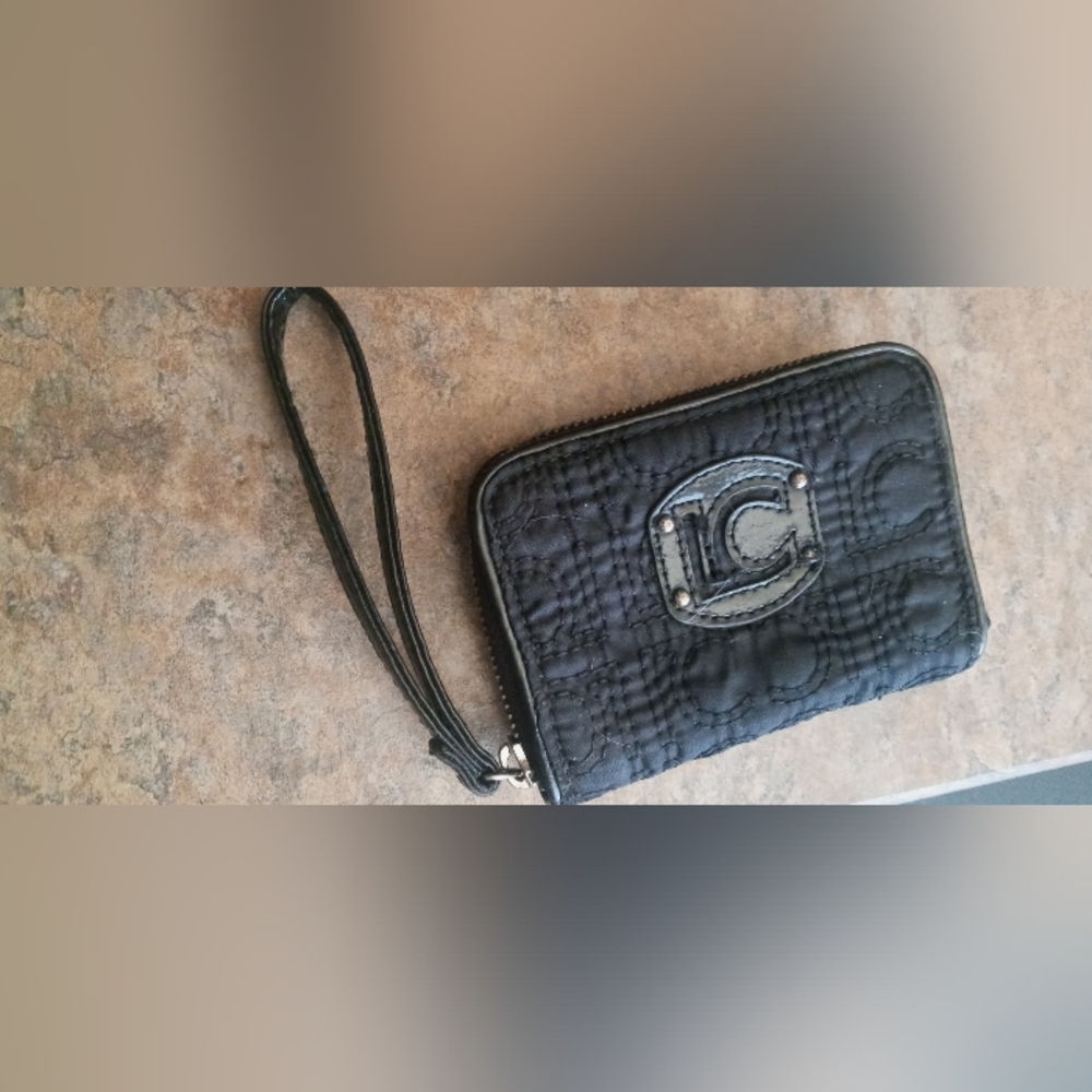 Laura Conrad Black Quilted Wristlet Card Case with Clear ID Window vintage - Picture 4 of 4